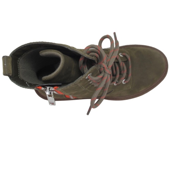 New in box Olive nubuck boots with side zip in red accent- Very comfy on!!! - Picture 3 of 4